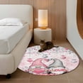 thumbnail image 3 of Pink Grey Gnomes Valentine Large Area Rugs for Bedroom Living Room, Soft Non Slip Carpet Bedside Rug, Love Heart Spring Floral Round Floor Cover Kitchen Accent Rug 3' for Dining Room/Office, 3 of 9