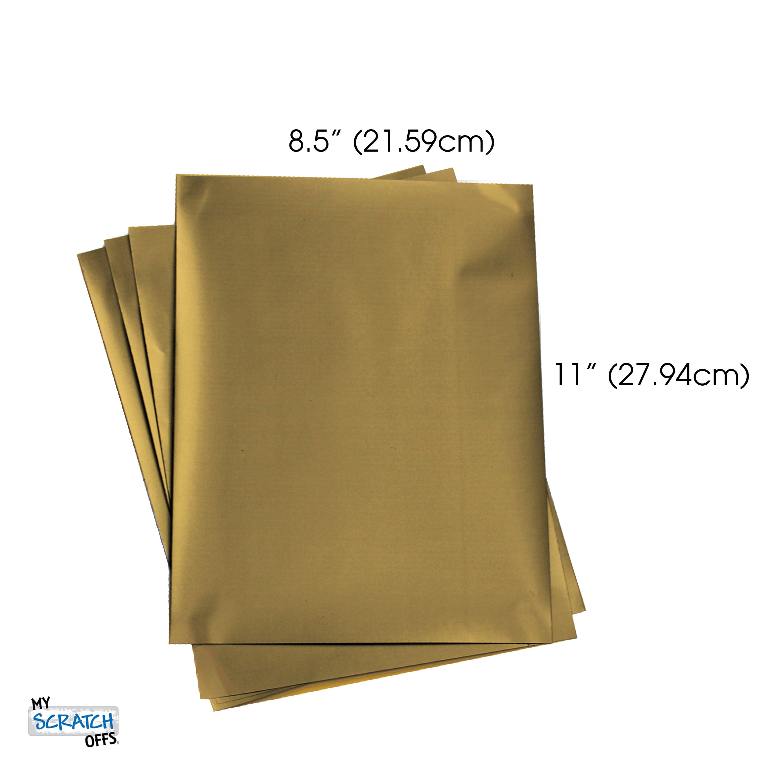 My Scratch Offs 8.5" x 11" Gold Rectangle Full Sheet DIY Scratch-off Sticker Labels, Letter Size, 5 Count