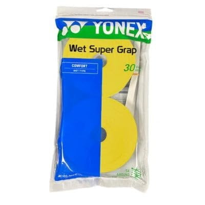 YONEX Wet Super GRAP 30 Grips- Enhanced Tack & Control Assorted Colors Yellow