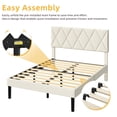 thumbnail image 3 of DWVO Queen Upholstered Bed Frame with Adjustable Headboard, Wooden Slats Mattress Foundation with Soundproof Cotton, Beige, 3 of 7