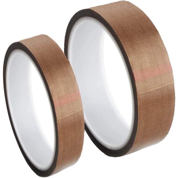 Jinsinto 2 Pieces High Temperature Tape, Teflon Tape, 2 Sizes 0.13mm Thickness, 10m Length High Temperature Tape Ptfe Tape/teflon Tape