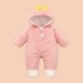 thumbnail image 2 of Dealovy Newborn Boys Girls Clothes Toddler Baby Fleece Onesie Footed Snowsuits Infant Jumpsuit Winter Hooded Romper, 2 of 8