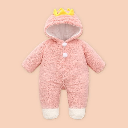 

Today s Deals Juebong Toddler Baby Boys Girls Color Plush Cute Bear Ears Winter Thick Keep Warm Jumpsuit Romper Pink 6-9 Months