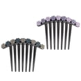 thumbnail image 3 of Shisuyan 2pcs Flower Patterned Hair Comb Rhinestone Seven Teeth Hairpin Random Color, 3 of 7