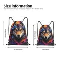 thumbnail image 2 of Sikiie Colorful Wolf Head Drawstring Backpack Drawstring Bags, Draw String Back Bag for Sports, Gym, Travel, Swimming, Beach-Small, 2 of 6