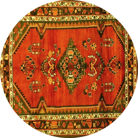 Ahgly Company Indoor Round Persian Yellow Traditional Area Rugs, 8' Round