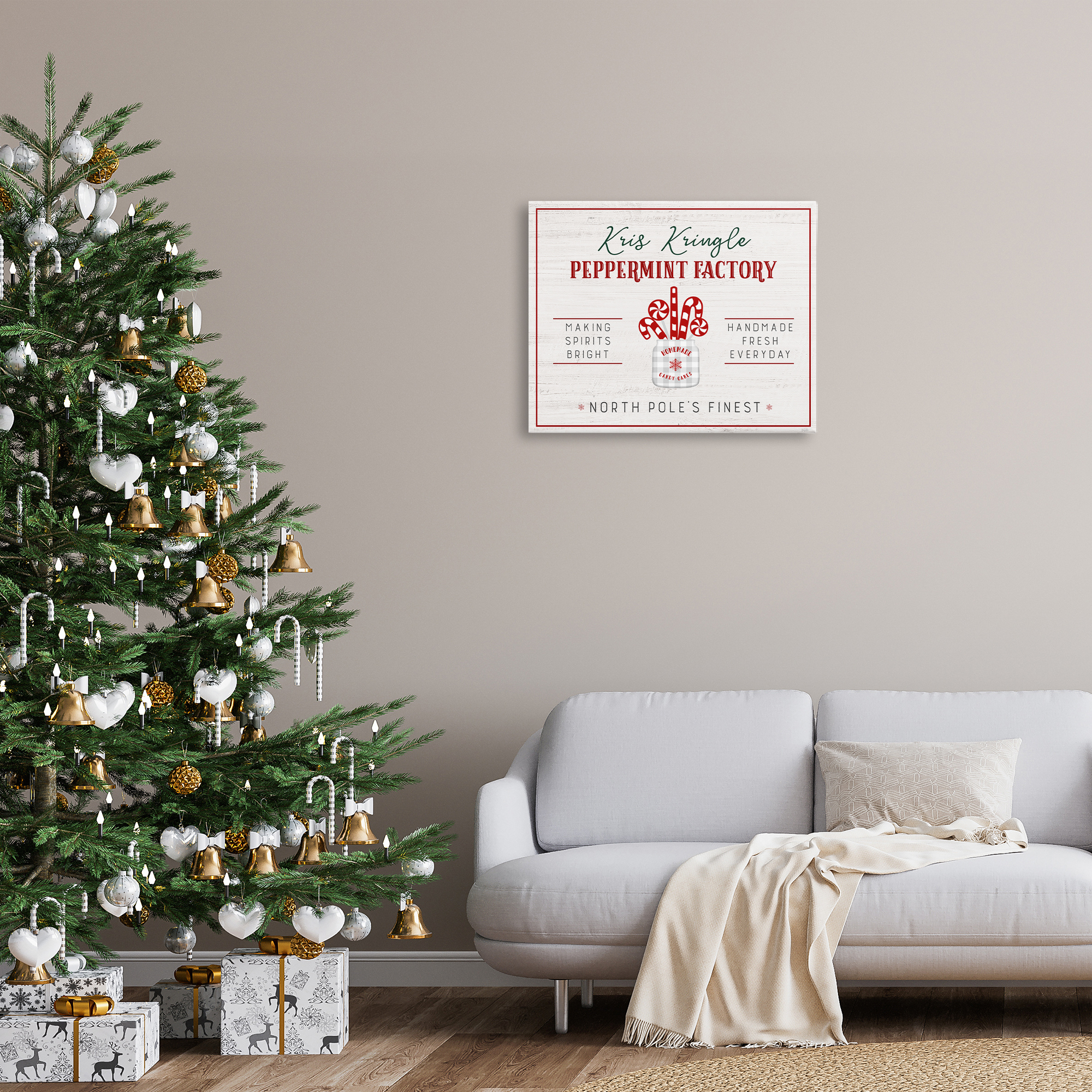 Stupell Industries Holiday Peppermint Factory Holiday Painting Gallery Wrapped Canvas Art Prints Wall Art, 30 x 24