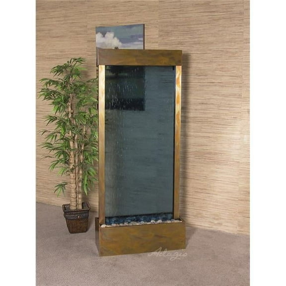 Adagio Harmony River Fountain - Center Mount with Rustic Copper Finish - Blue Glass