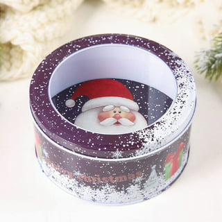 Angoily 1PCS Christmas Cookie Tin With Lids for Gift Giving, Christmas Tree  Printed Rectangular Metal Tin with Windows for Cookies, Biscuit, Candy