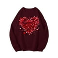 thumbnail image 6 of Craaazy Women's Love Heart Printed Valentines Clothes Loose Crewneck Long Sleeve Shirts Gifts, 6 of 9
