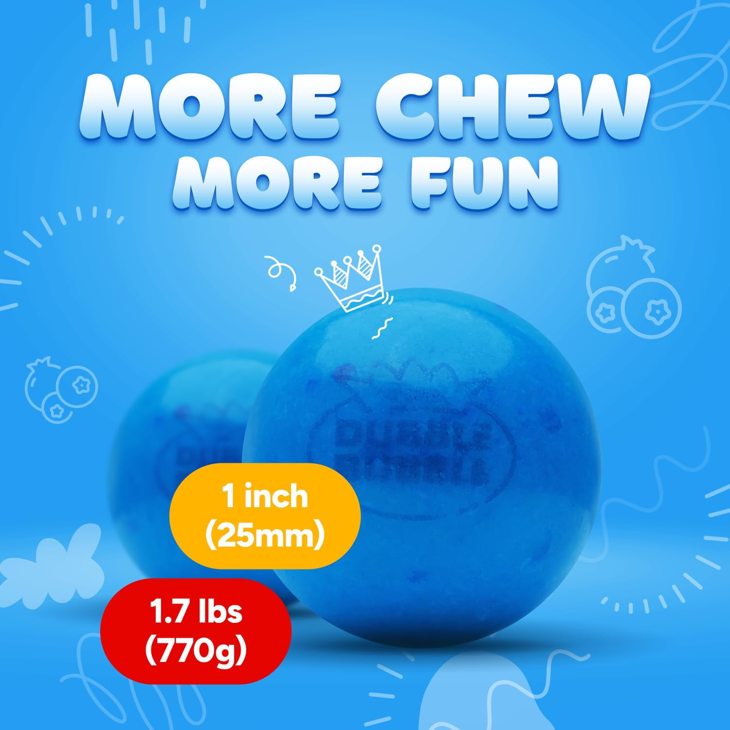 Gumballs for Gumball Machine - 1 Inch Double Bubble Gumballs - Berry Blots Big Gum Balls in Resealable Bag - 1.7 Lb Gumball Machine Refills - 96 Pcs Giant Gumballs Assorted Gum Refill