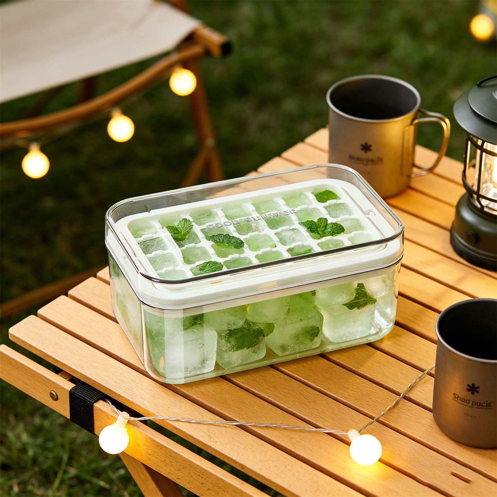 Ice Cube Tray Press Type Ice Mold Maker Easy Release Stackable Freezer Ice Tray Space Saving Ice Maker For Coffee Drink Party Home Kitchen Office Use Daily Beverage Cooling