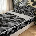 thumbnail image 3 of Manfei Plane Camouflage Zipper Twin Comforter Sets with Fitted Sheet and 2 Pillowcases, Contemporary Art Camo Zipper Bedding Set, Black Gray, Gray Reversible, 4-Piece, 3 of 7