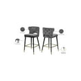 thumbnail image 5 of Homestock Art Nouveau Allure Contemporary Velvet Upholstered Counter Height Stool with Gold Tipped, Black Metal Legs, 22" W x 19" D x 38.5" H, Set of 2-Color:Grey, 5 of 10