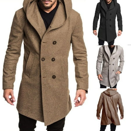 Men's British Style Overcoat Long Jacket Wool Trench Warm Winter Coat ...