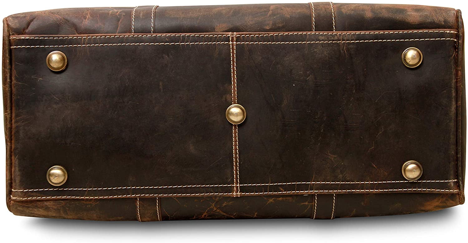21" Genuine Buffalo Leather Travel Duffle Bag | Overnight Weekend Leather Bag | Sports Gym Duffel for Men| Airplane Under Seat Carry on Bags