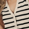 thumbnail image 4 of Women Tank Tops Striped Sleeveless Button Up Cardigan Sweater Vests Knitted Fabric Casual Work Daily Wear, 4 of 6