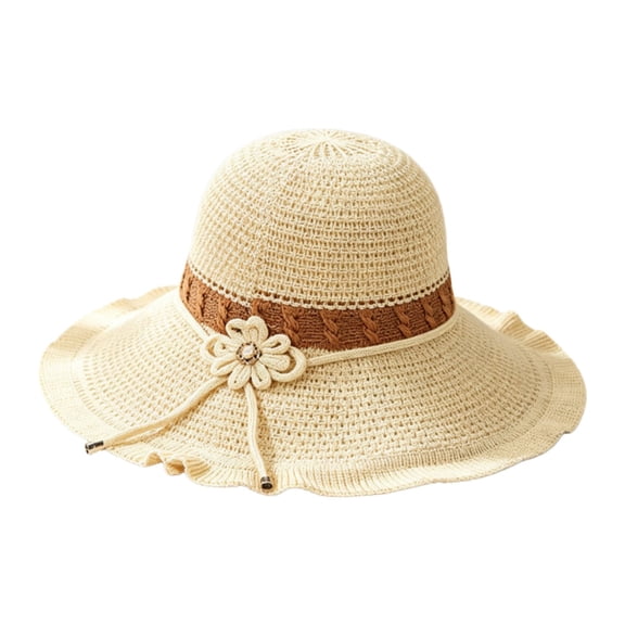 QASIEATN Modern Fit Sun Hats for Women Woven Hat Women's Large Brim Fisherman Hat Hollow Breathable Hat Fall Fashion Accessories