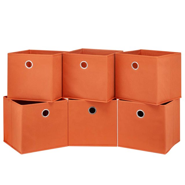 Contenedores de almacenamiento de cubos naranjas 11x11x11 Cajas de cubos de almacenamiento decorativos Organizador plegable Cestas de almacenamiento Cajones de tela Cajones Cubos plegables Insertos Al
