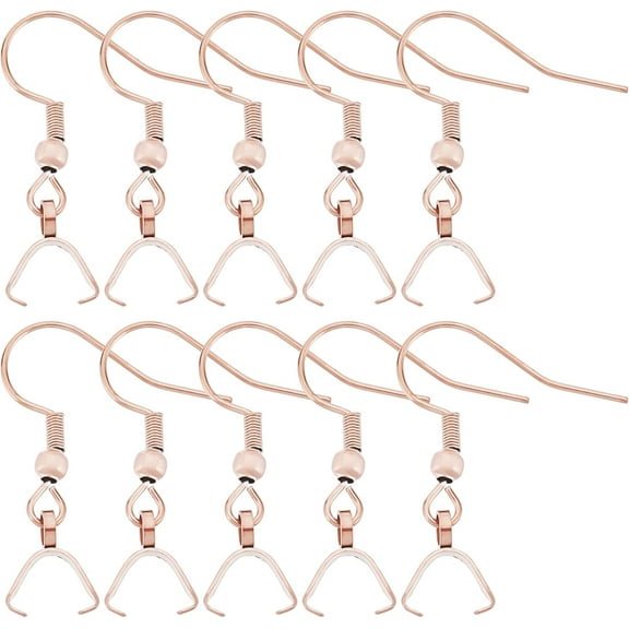 1 box 50pcs Stainless Steel Earring Hooks with Pendant Pinch Bails Ear Wire French Fish Hooks Buckle Pendant Clasp for DIY Jewellery Earring Making Crafts Findings