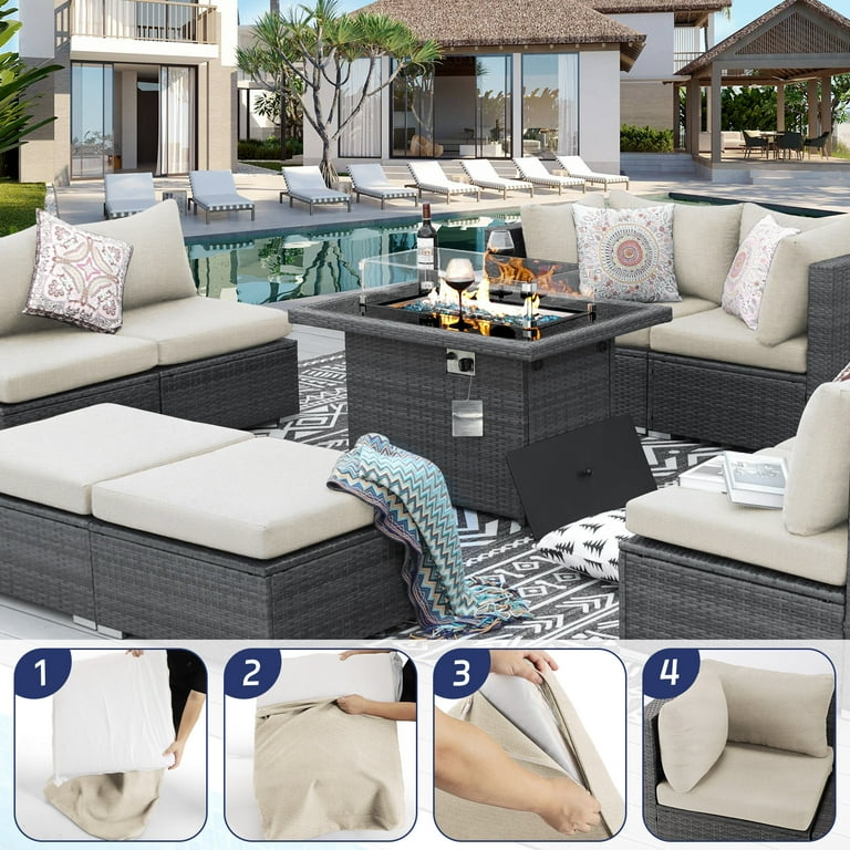 NICESOUL Outdoor Sofa Seat Cushion Covers 27x27 Inch Beige Patio Cushion Cover Replacement Skin Friendly Durable Water Resistant and Weather