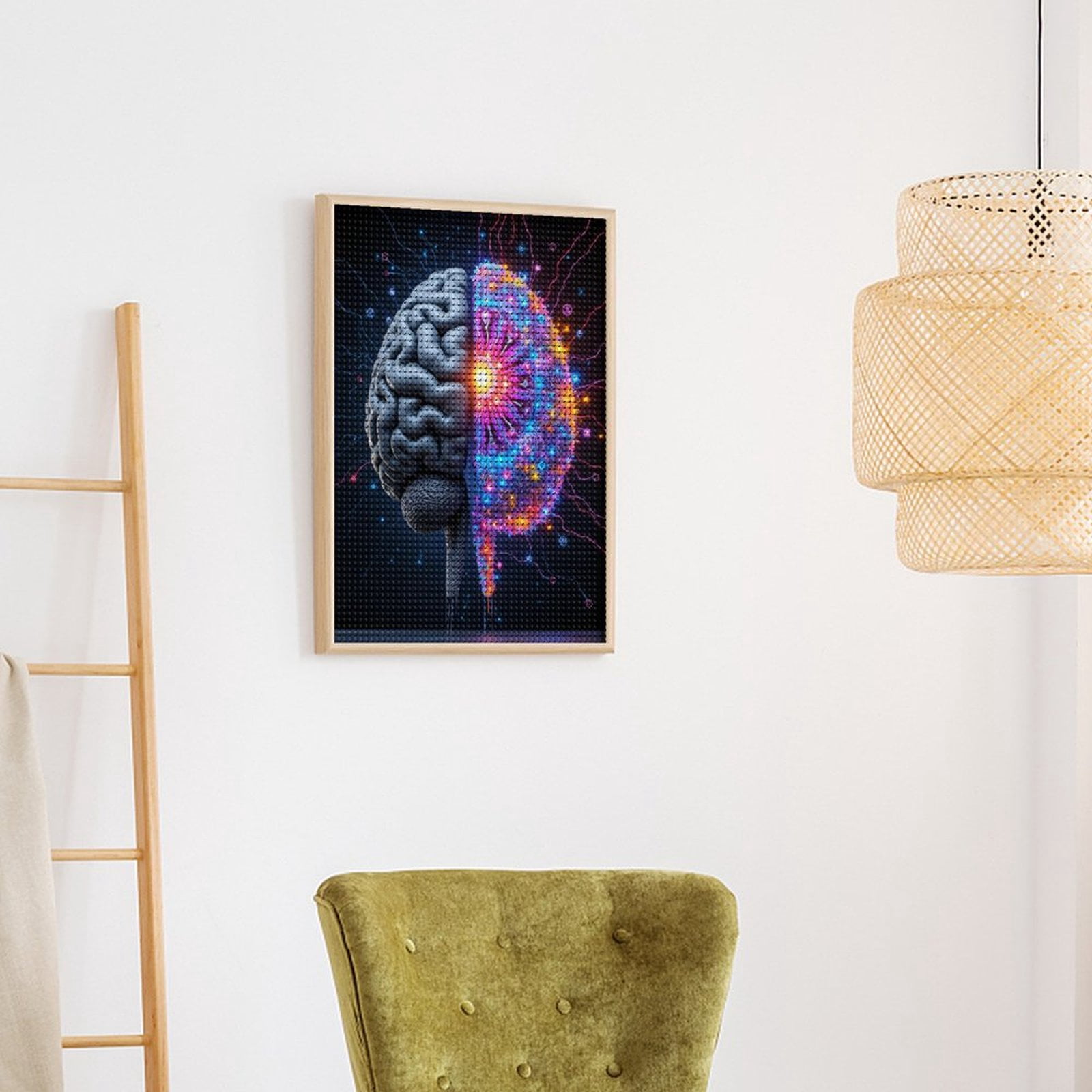 Diamond Art Kits for Adults, Brain Neural Digital Fusion Lights 5D Diamond Painting Kits for Adults Beginners, DIY Full Drill Diamond Painting, Gem Art and Crafts 12x16