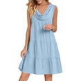 thumbnail image 4 of Yteetum Summer Dresses for Women Sleeveless V Neck Mini Dresses Sundress Casual Solid Loose Fits Lightweight Comfy Travel Vacation Dress, 4 of 8