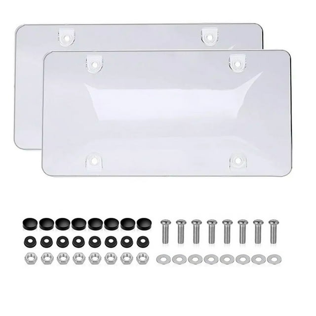 2 Pcs License Plate Cover Frame, License Plate Holder, Black Plastic Car Tag Holder, Fits