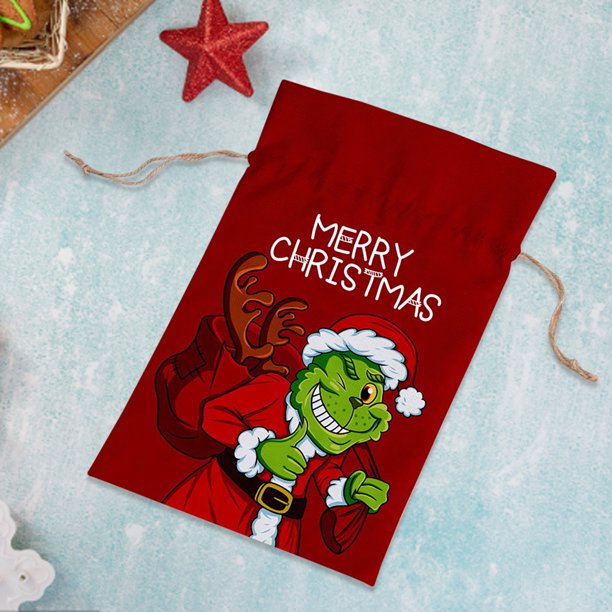 Bolsas de regalo con cordón de Navidad Bolsa de tela reutilizable para regalos Favor de fiesta de dibujos animados Hugtrwg Para estrenar