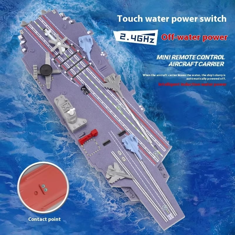 Remote Control Aircraft Carrier RC Boat, 2.4G Remote Control Warship Ship Model with High Simulation Design, Forward Backward Turn Left Right, Water Detection Auto On/Off, 10-15M Range, Rechargeable
