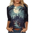 thumbnail image 2 of Yourumao Women's Halloween Shirts Spooky Season 3/4 Sleeve Tops Crewneck Loose Casual Plus Size Graphic Tees for Happy Halloween, 2 of 5
