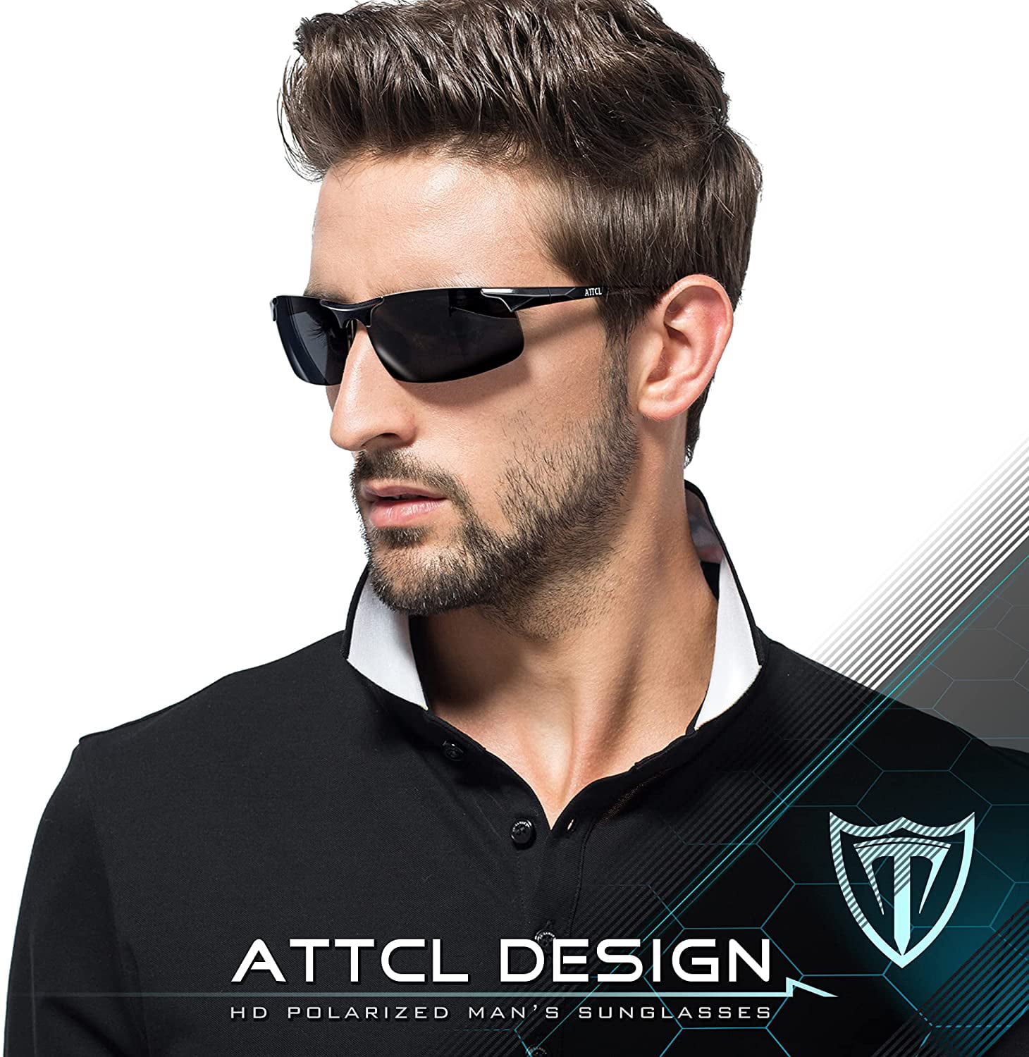 ATTCL Mens Sports Driving Polarized Sunglasses for Men Al-mg metal  Ultralight Frame 