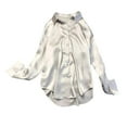 thumbnail image 2 of ZenCart Women Shirt Lapel Long Sleeve Commuter Casual Shirt Solid Color Loose Fit Smooth Satin Office Shirt Daily Wear, 2 of 8