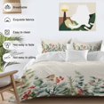 thumbnail image 3 of Christmas Plants Bedding Duvet Cover Set Twin Size 4 Pieces Winter Eucalyptus Leaves Bird Berry Linen Bedding Set with Zipper Closure, 1 Comforter Cover 68x86 Inches 1 Flat Sheet & 2 Pillow Cases, 3 of 7