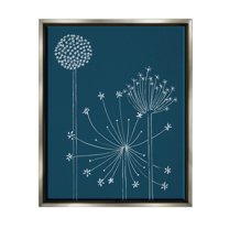 Stupell Industries Dandelion Wildflower Botanical Outlines Graphic Art Luster Gray Floating Framed Canvas Print Wall Art, Design by Alicia Longley