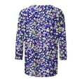 thumbnail image 5 of LYXSSBYX 3/4 Length Sleeve Womens Tops Women's Fashion Casual Crewneck 3/4 Sleeve T-Shirts Floral Print Basic Tops Tees Blouses, 5 of 5
