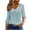 Blue, variant on Fouhkni Eyelet Tunic Tops for Women 3/4 Sleeve Drawstring Button V Neck Loose Fitted Casual Shirts