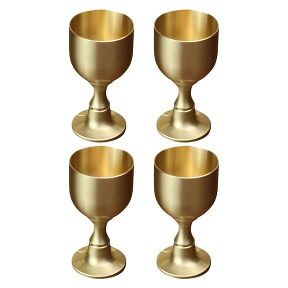 LEORX 4Pcs Copper Alloy Medieval Goblet Set Golden Retro Chalice Cups for Wine and Home Decor