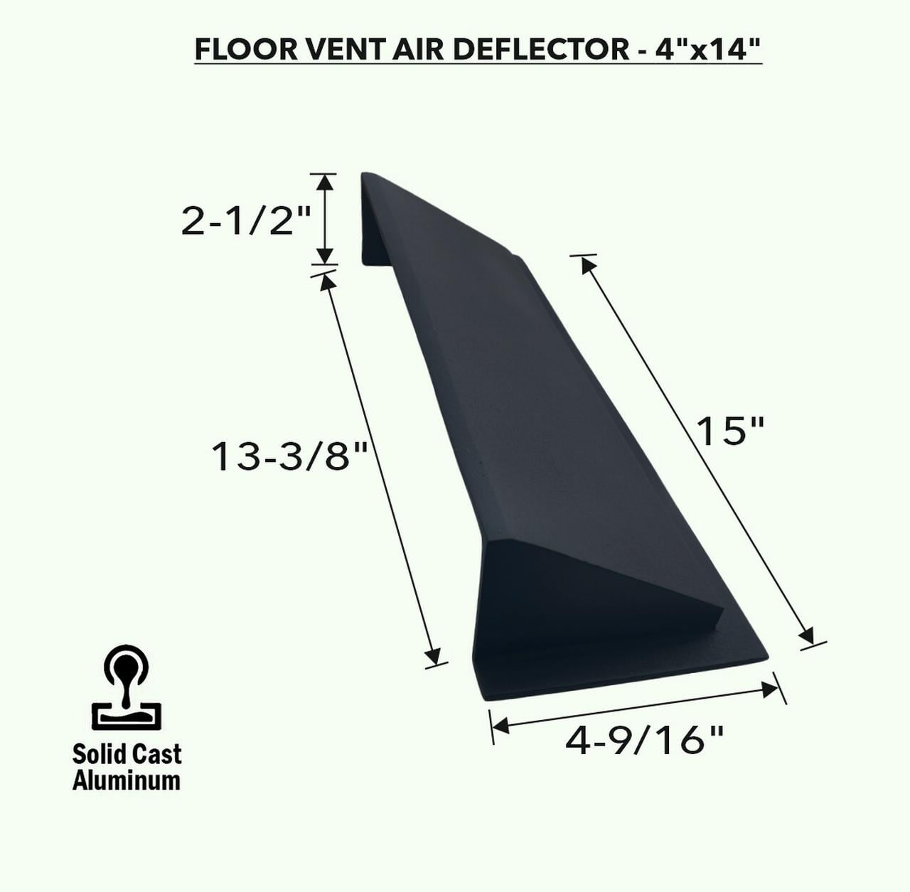 Solid Metal Deflector 4"x14" Unbreakable Cast Aluminum | Air & Heat Diverter