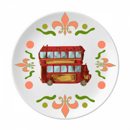 

Cartoon Doubledecker Britain Country Flower Ceramics Plate Tableware Dinner Dish