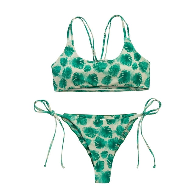 Traje de baño sexy para mujer, 2 piezas, sin espalda, con parte inferior de bikini, trajes de baño para mujer Fridja nalpqowj57134