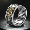 thumbnail image 6 of SPRING PARK Sterling Silver Plated Piqiu Heart Sutra Engraved Opening Finger Ring Jewelry Men Women Gifts, 6 of 6