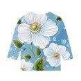 thumbnail image 4 of Ugoldhm Girls Floral Printed Shirts Casual Crewneck 3/4 Sleeve Tops Fall Winter Undershirts, 4 of 5