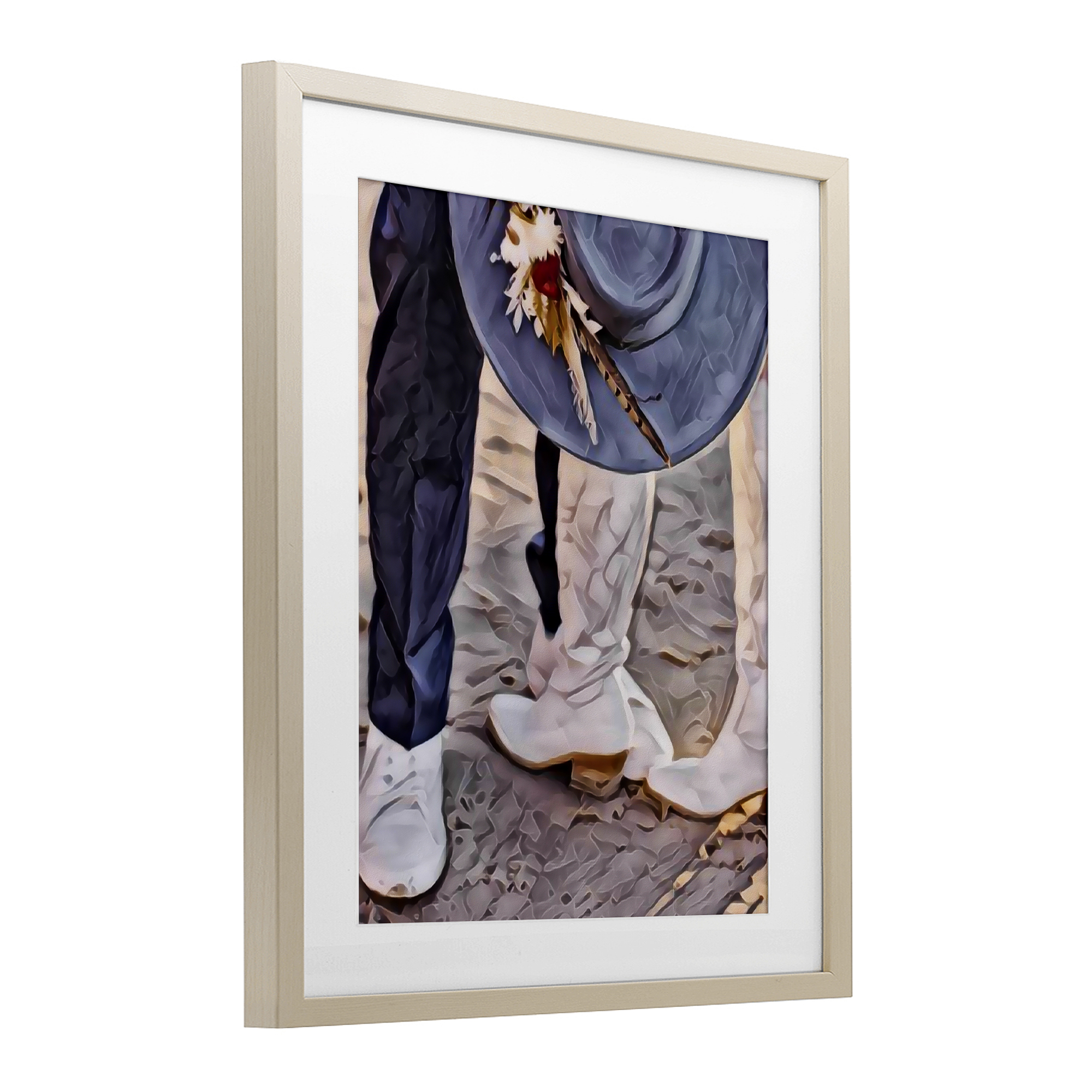 Elope In The Desert Birch Framed Print Under Glass, design by Jesse Keith
