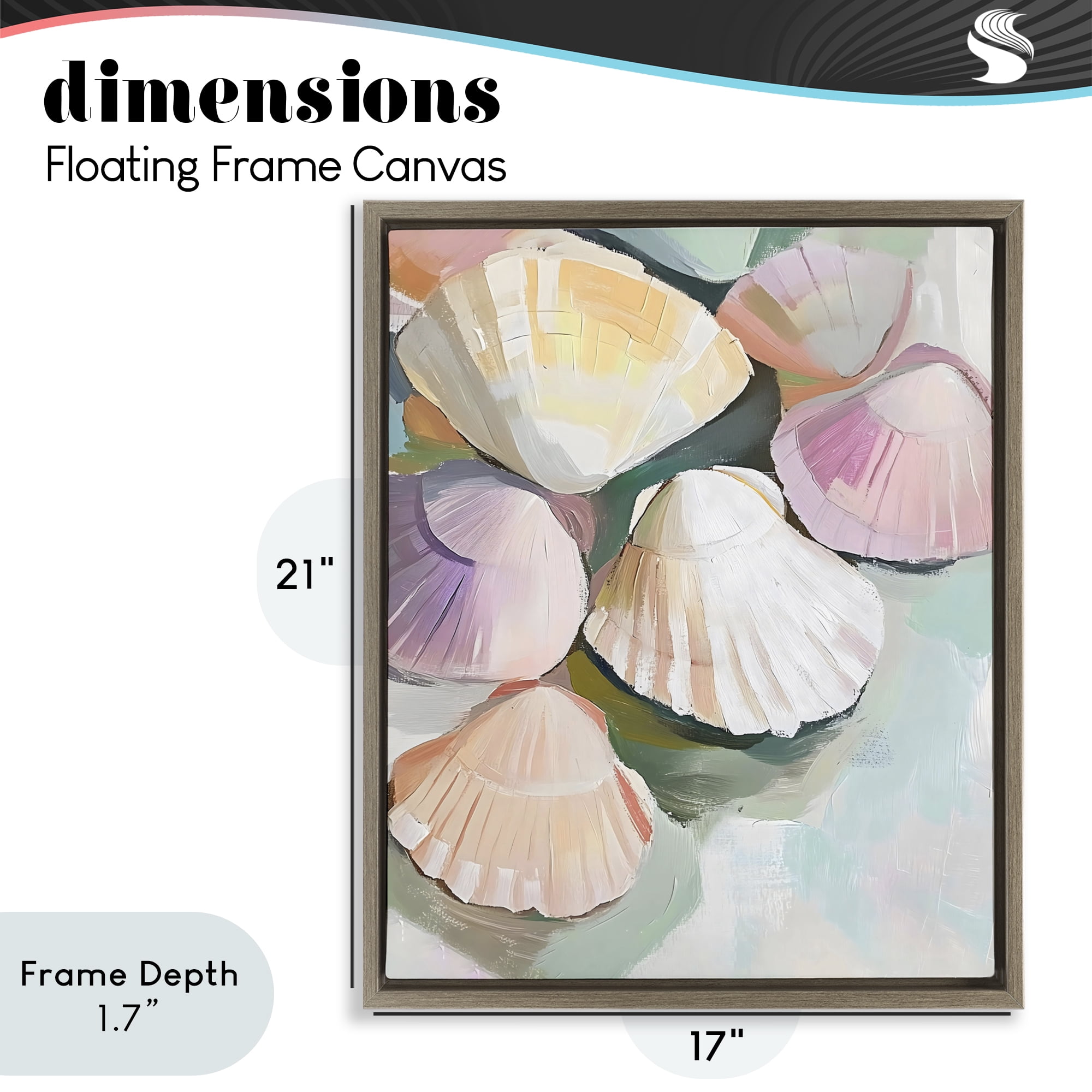 Stupell Industries Pink Seashells Marine Collection Brown Framed Floater Canvas Wall Art, design by The Prints Vibe
