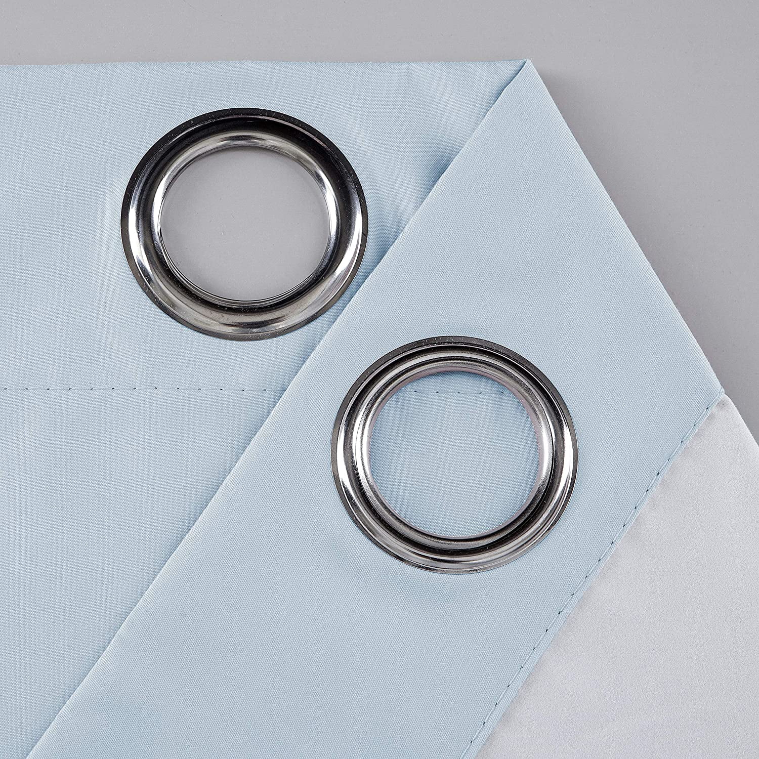 Rooney Luxury Light Blue Grommet Blackout Curtains, 52” x 45” (2 Panels)