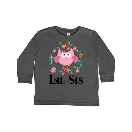 

Inktastic Lil Sis Girls Owl Sister Announcement Gift Toddler Toddler Girl Long Sleeve T-Shirt