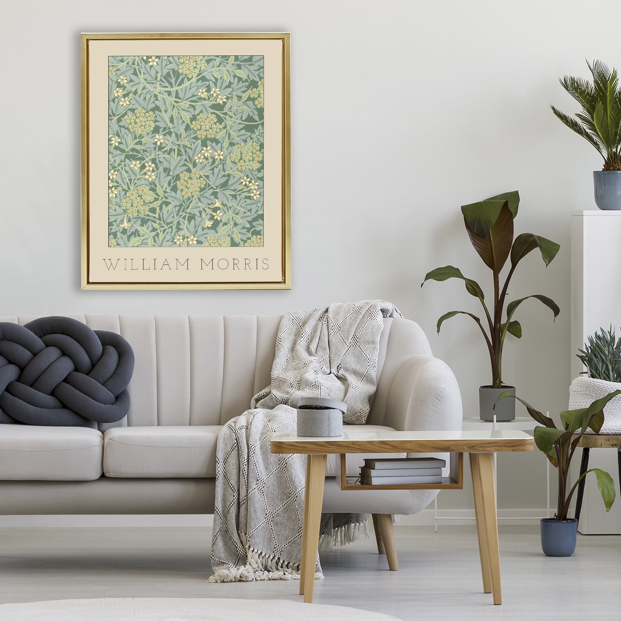 Stupell Industries William Morris Green Tones Gold Framed Floater Canvas Wall Art, design by Lil' Rue