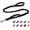 Black, variant on 6Ft Dog Leash Large Dogs, Bungee Dog Leash with 2 Handles, Heavy Duty Dog Leashes for Medium Small Dogs, No Pull Shock Absorbing Dog Leash with Car Seat Belt for Training, Red