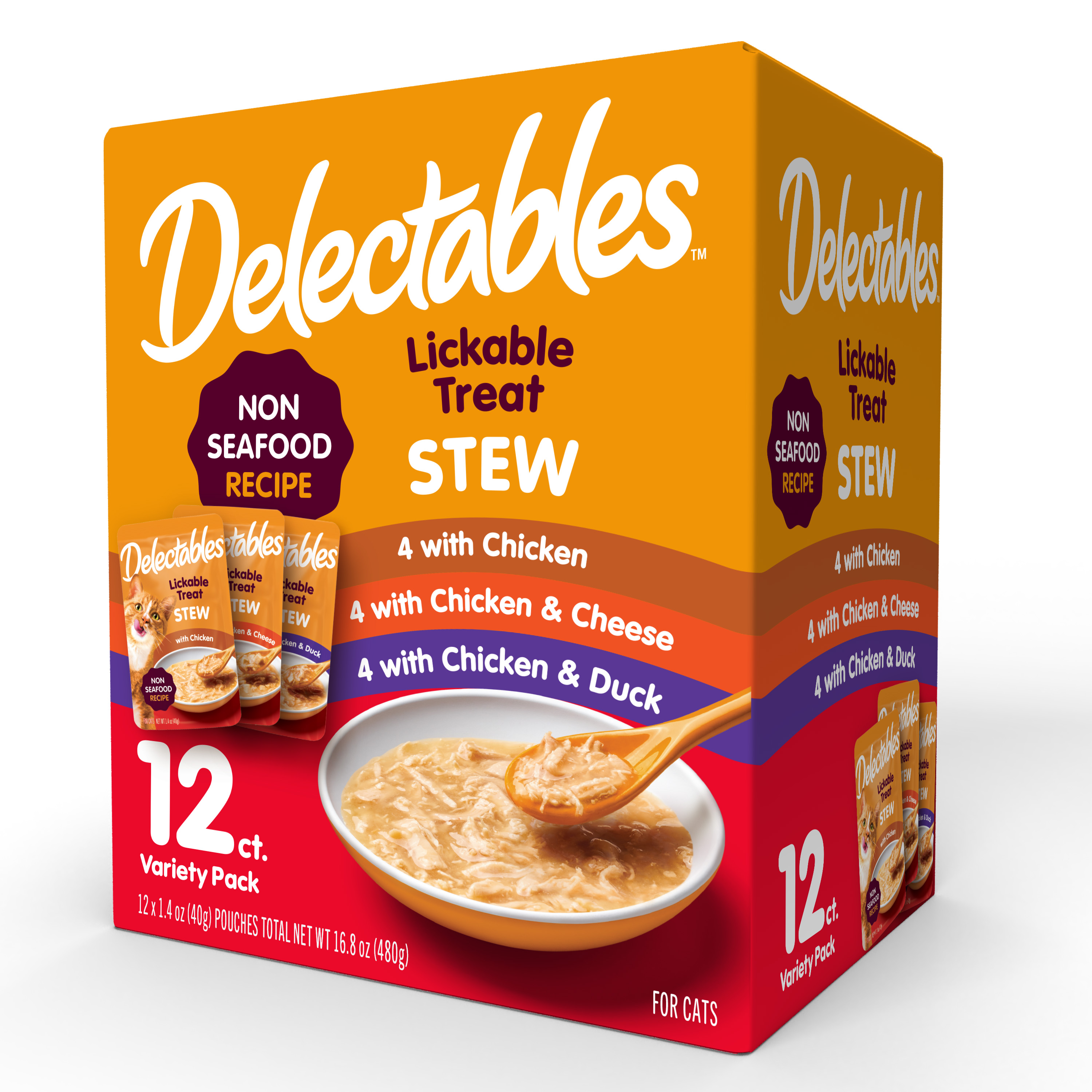 Delectables Stew Non-Seafood Lickable Wet Cat Treats Variety Pack, 12-Count